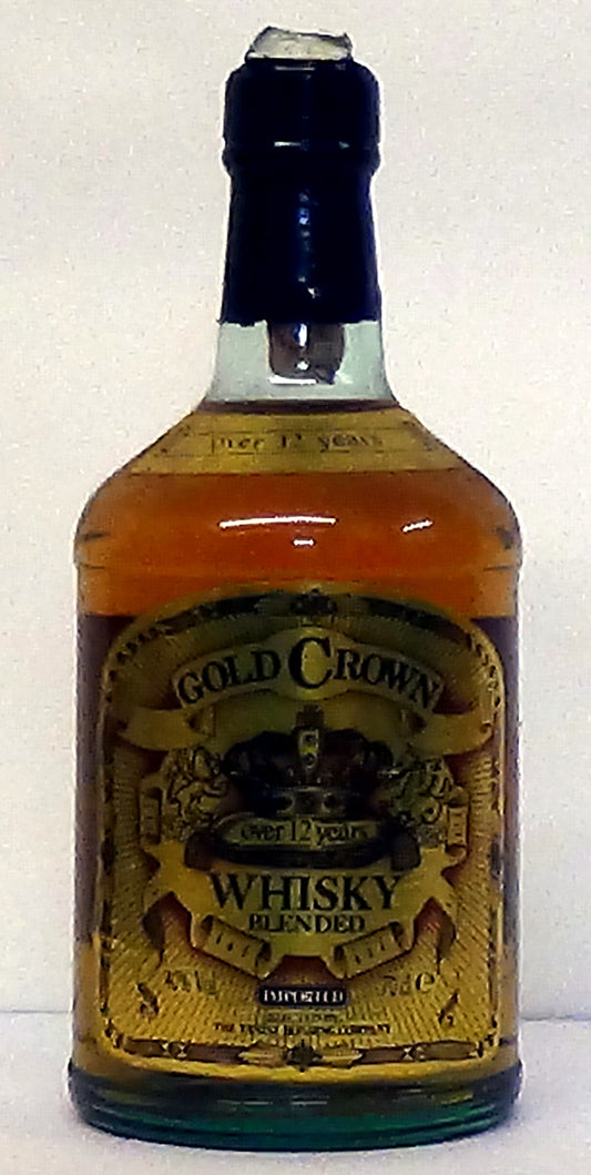 1980s Gold Crown Over 12 Years Scotch Whisky Mid Shoulder