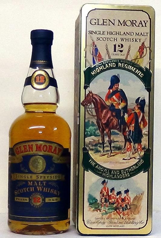 1980s The Argyll and Sutherland Highlanders Glen Moray Single Highland 12 year Old Malt