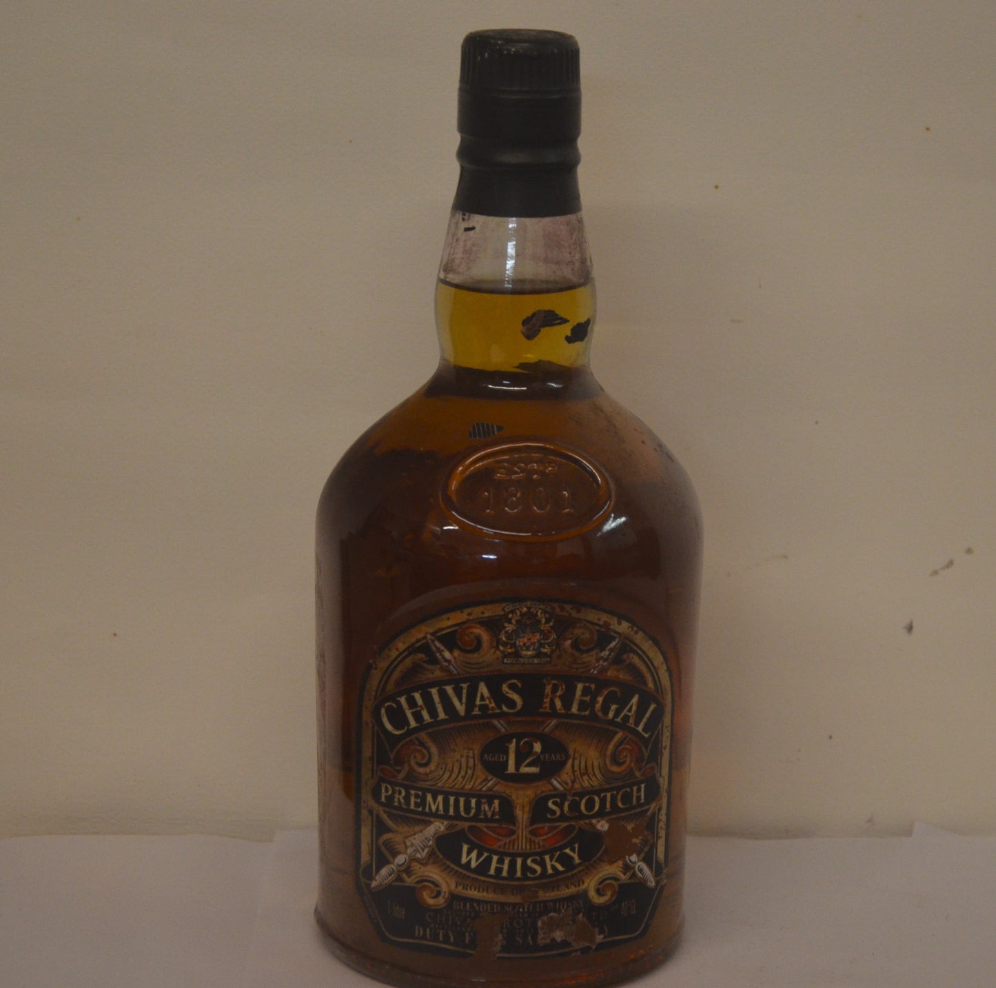 1980s Chivas Regal 12 Year Old Silk Screen Printed 1 Litre 40gl