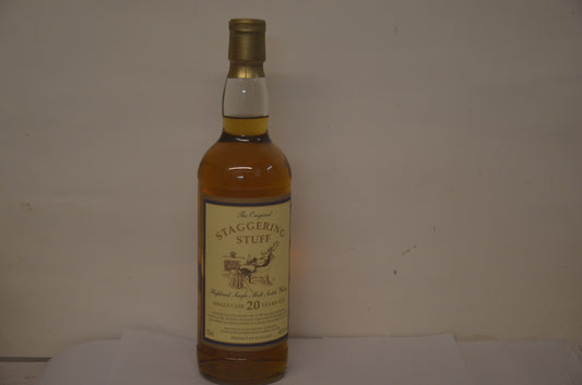 The Macallan 20 Year Old Single Cask, Single Malt Highland Scotch Whisky matured by Macallan. “The Orginal Staggering Stuff” Distilled 26th January 1989, Bottled 17th July2009,Bottled 17th July 2009 in Scotland for T M Hughes, 70cl, 43% Abv.