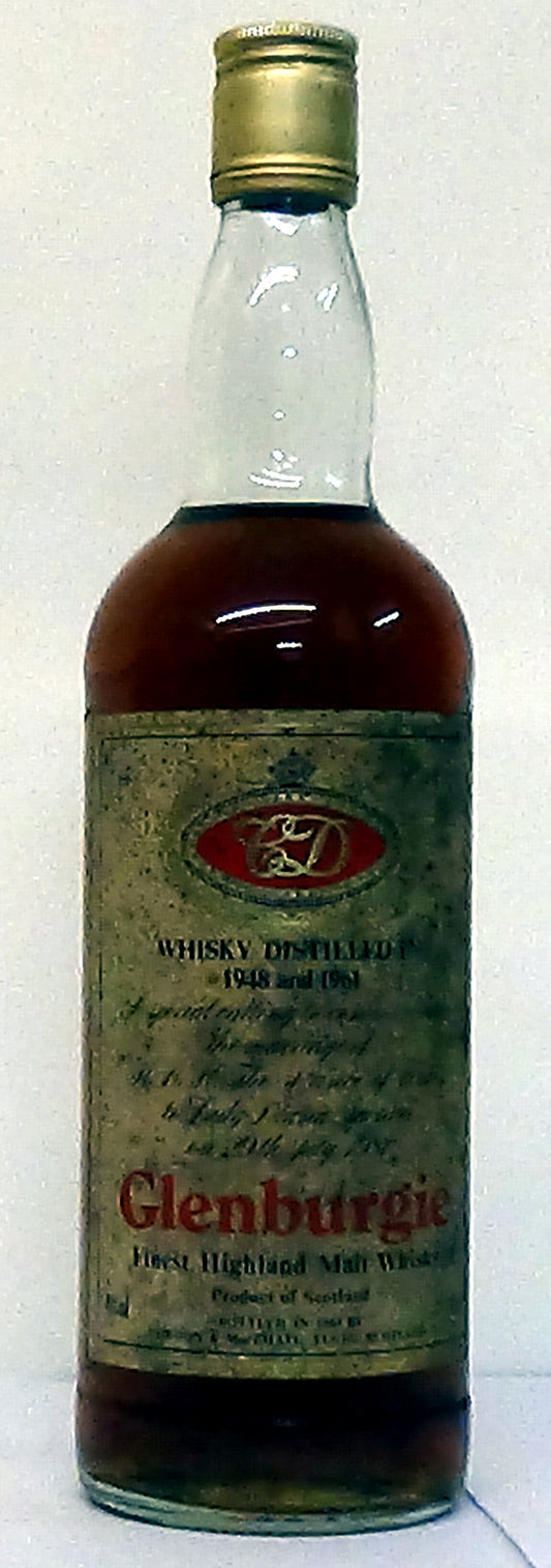 Glenburgie Royal Wedding Distilled in 1948 & 1961 Finest Highland Malt Whisky, Bottled in 1981, 40% vol, 75 cl