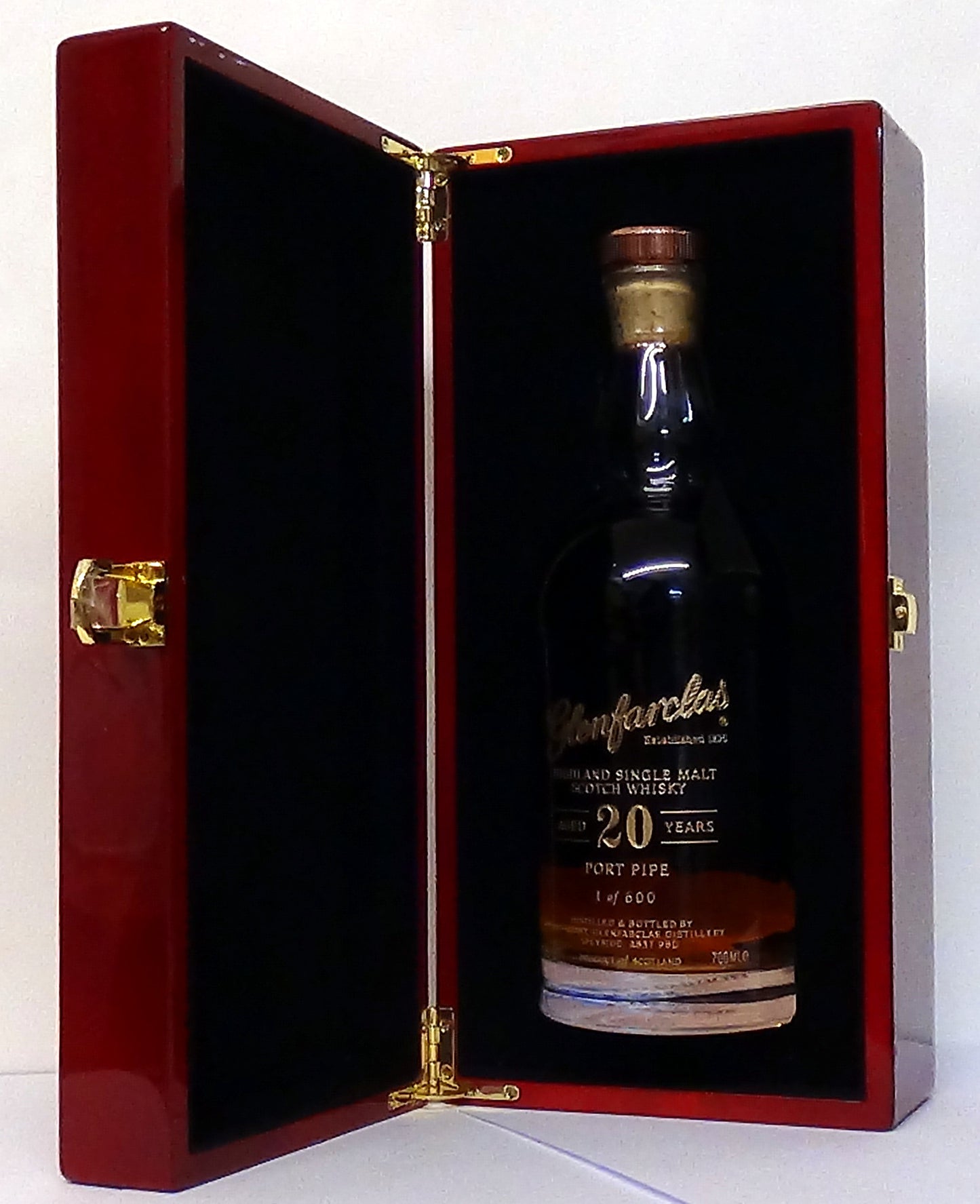 Glenfarclas Aged 20 Years Highland Single Malt Scotch Whisky, 50.5% Vol, Matured In Port Pipe , 1 of 600 released, in presentation box, 700 ml.