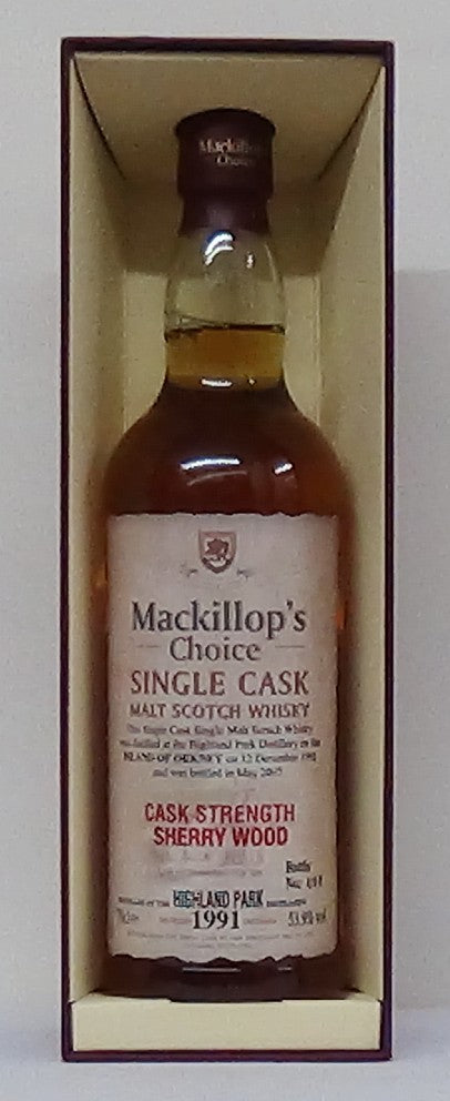 1991 Highland Park Single Cask Strength, Sherry Wood, 53.9% abv Whisky