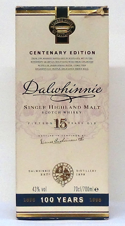 Dalwhinnie Single Highland Malt Centenary Edition 15 Year Old 70cl- Wh