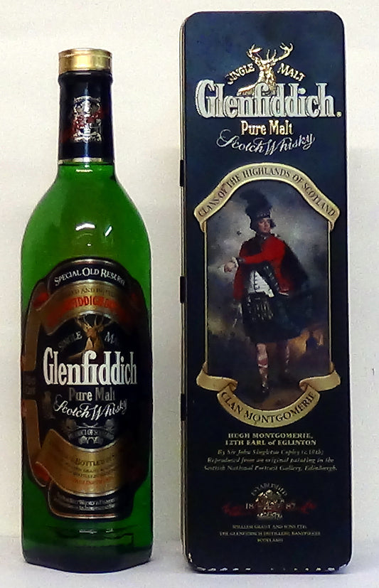 Glenfiddich Pure Malt Special Old Reserve Clan Montgomerie Bot.1990s In presentation Tin